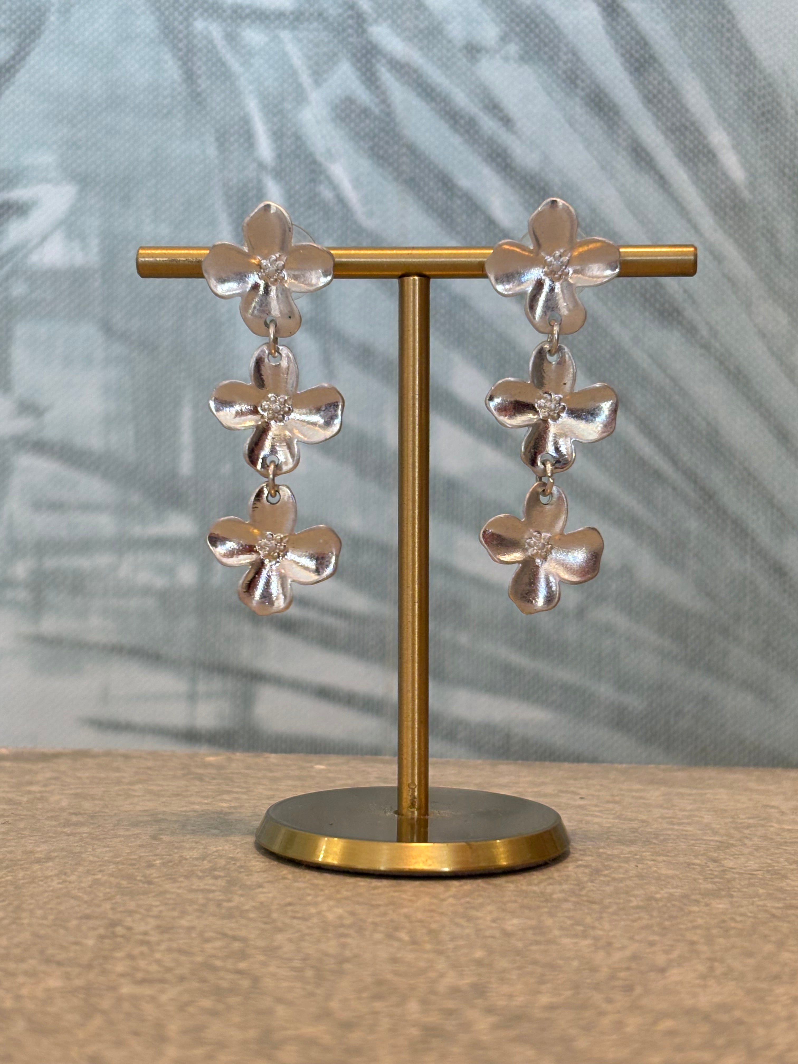 Silver Flowers Earrings