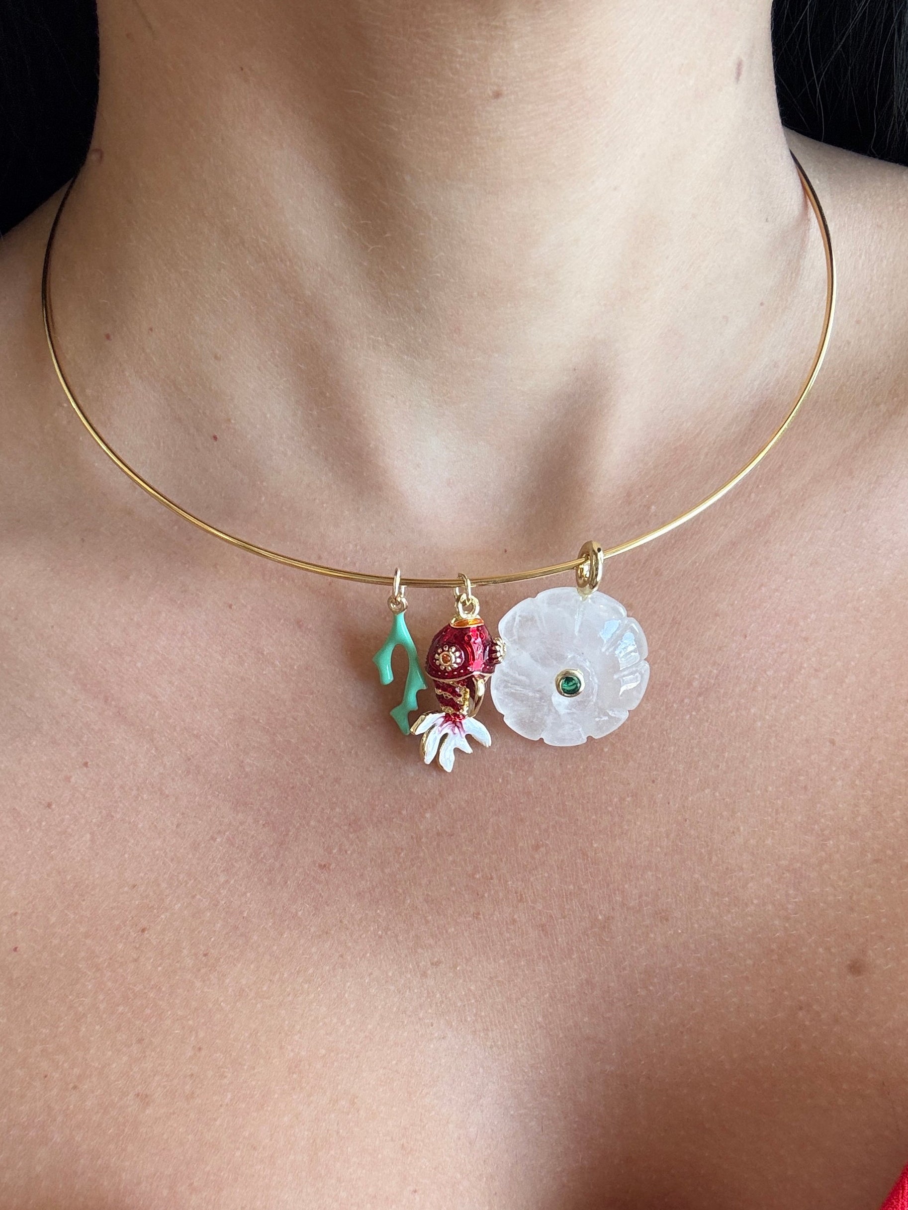 Fish, Coral and Quartz Choker