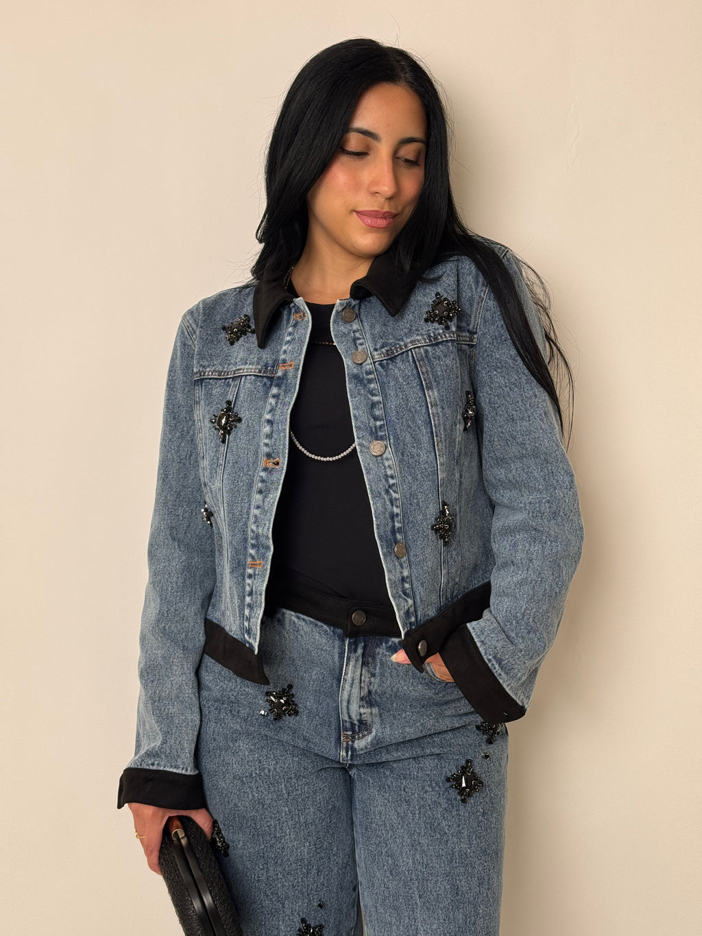 Bedazzled Details Denim Jacket