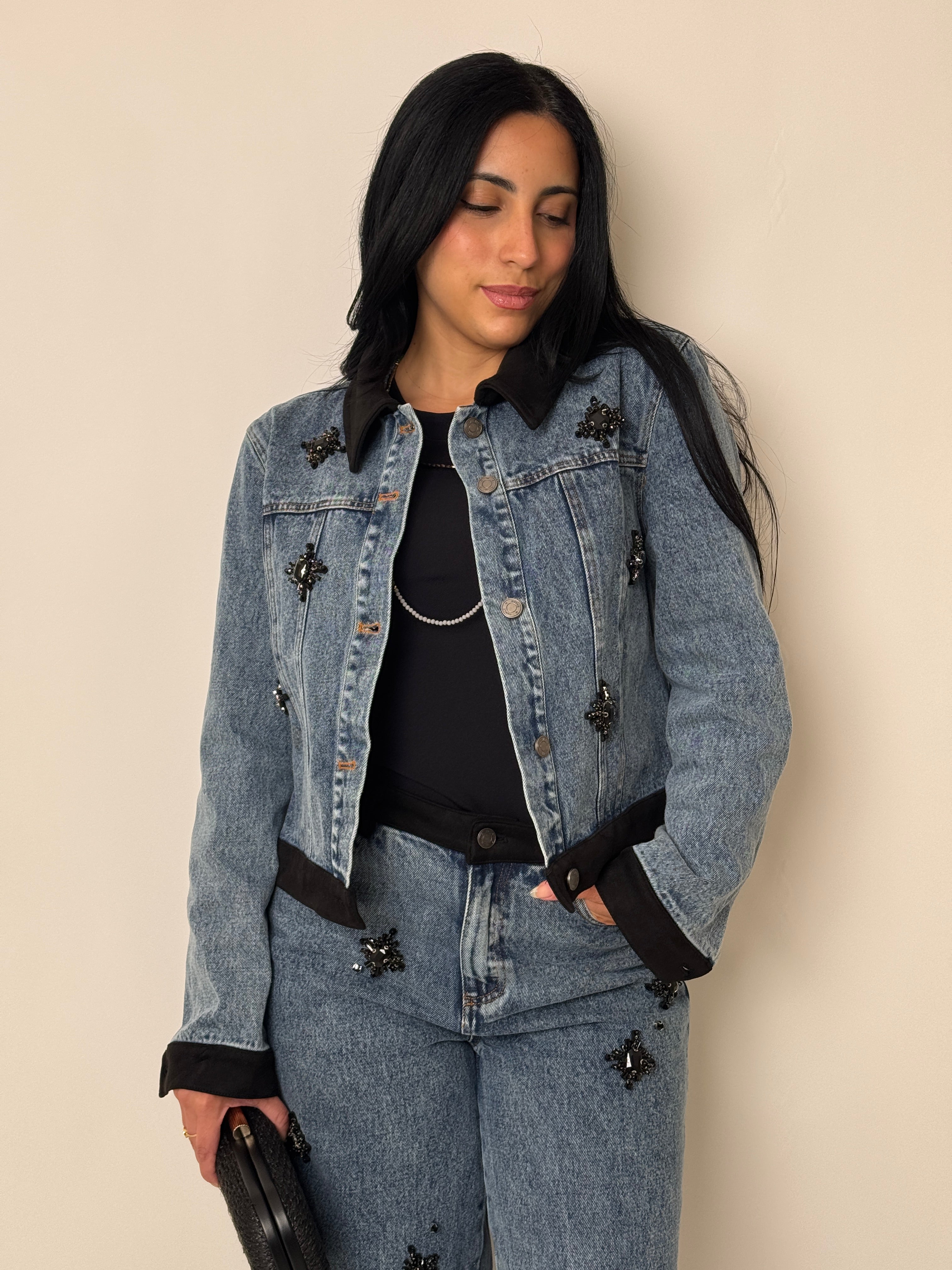 Bedazzled Details Denim Jacket