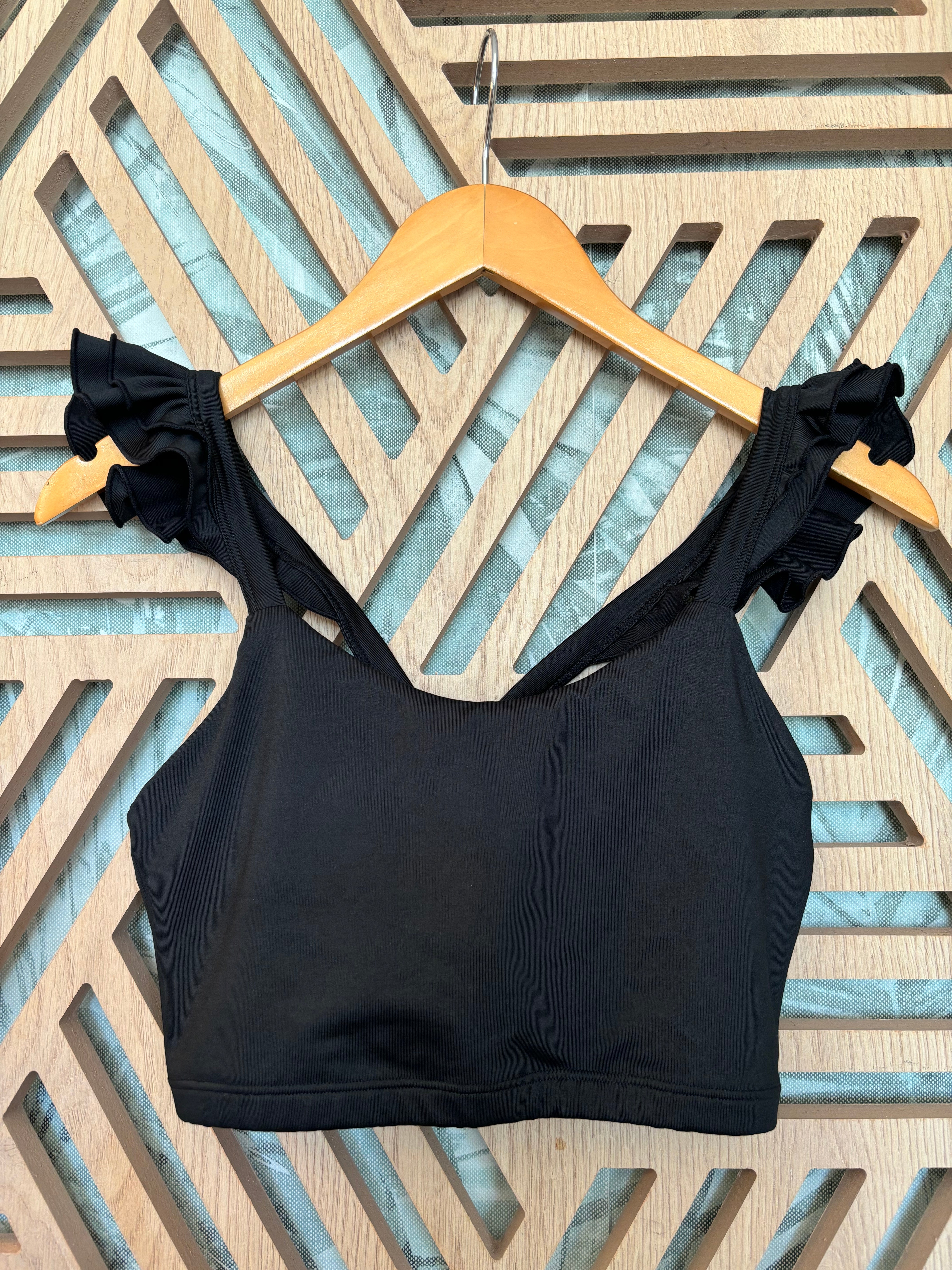 Ruffles Black Sport Bra – Spicy Colada