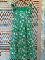 Green Embroidered Flowers Maxi Dress