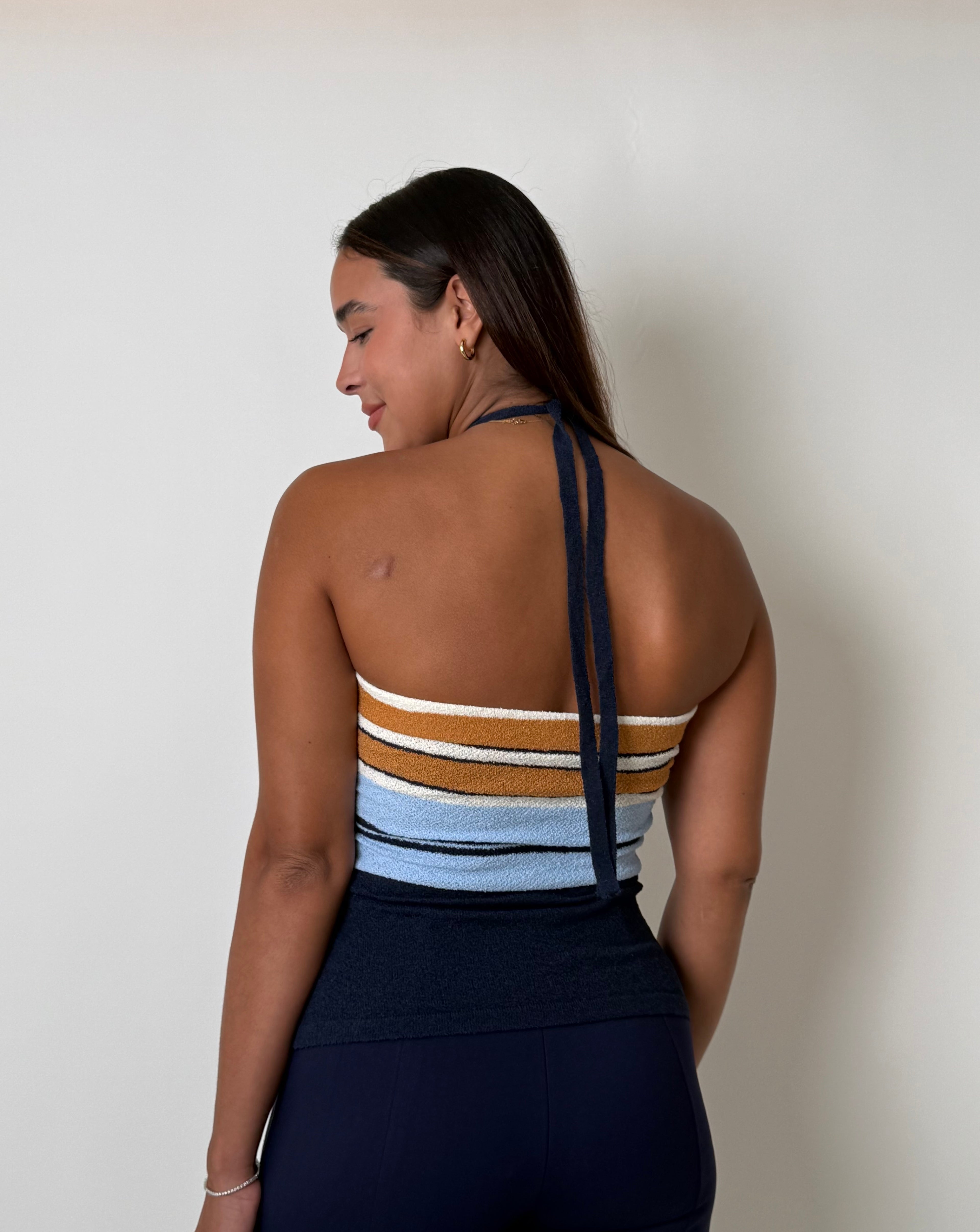 Terry Knit Halter Neck Tank Top