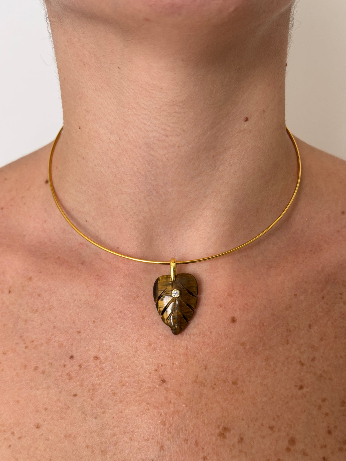 Tiger Eye Leaf Choker