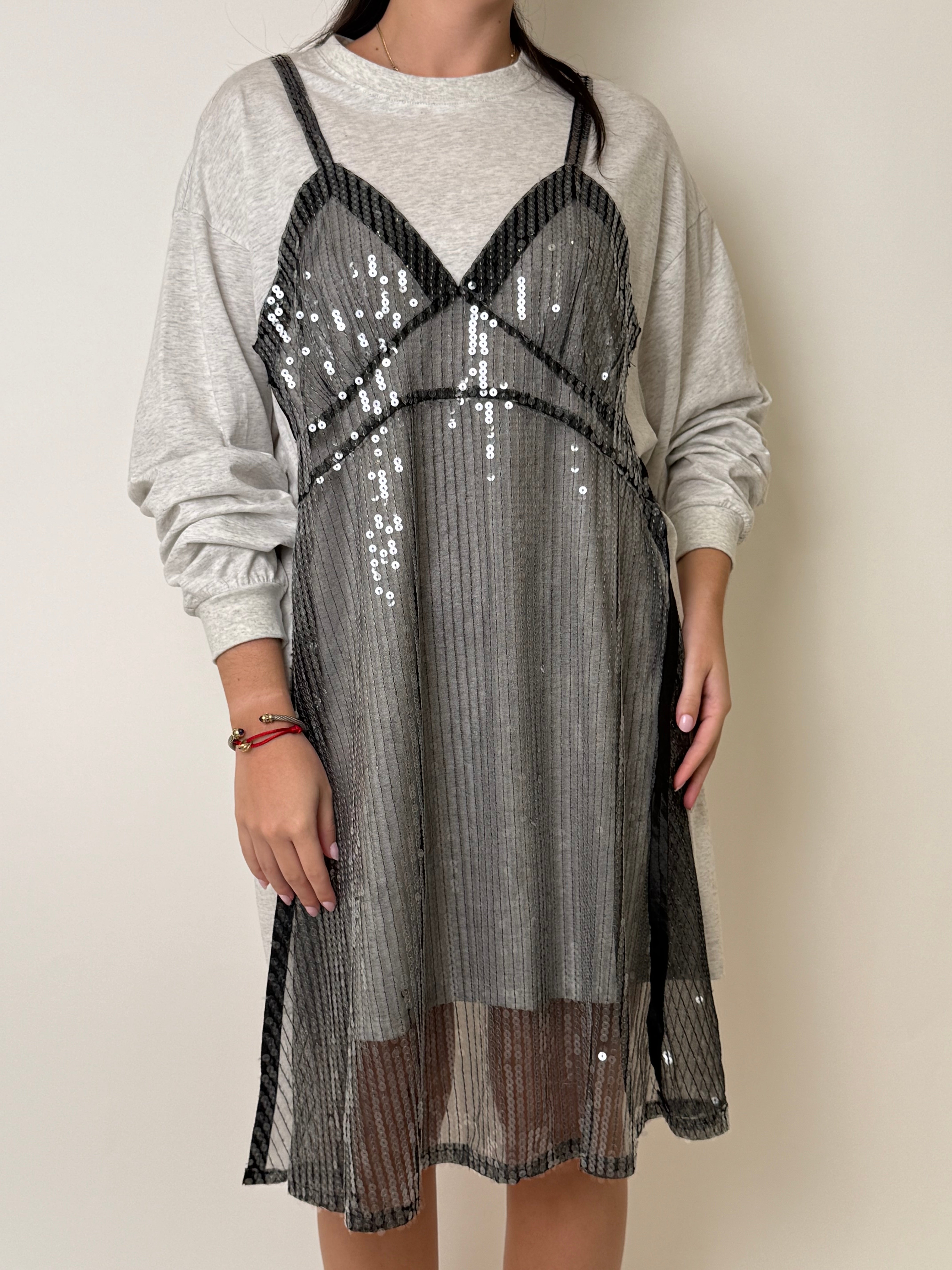 sequin sweatshirt dress Social Sweater Dress ~ Silver Sequins Knit Show Me Your Mumu