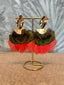 Double Coral Feather Earrings