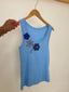 Crochet Flowers Tank Top Blue