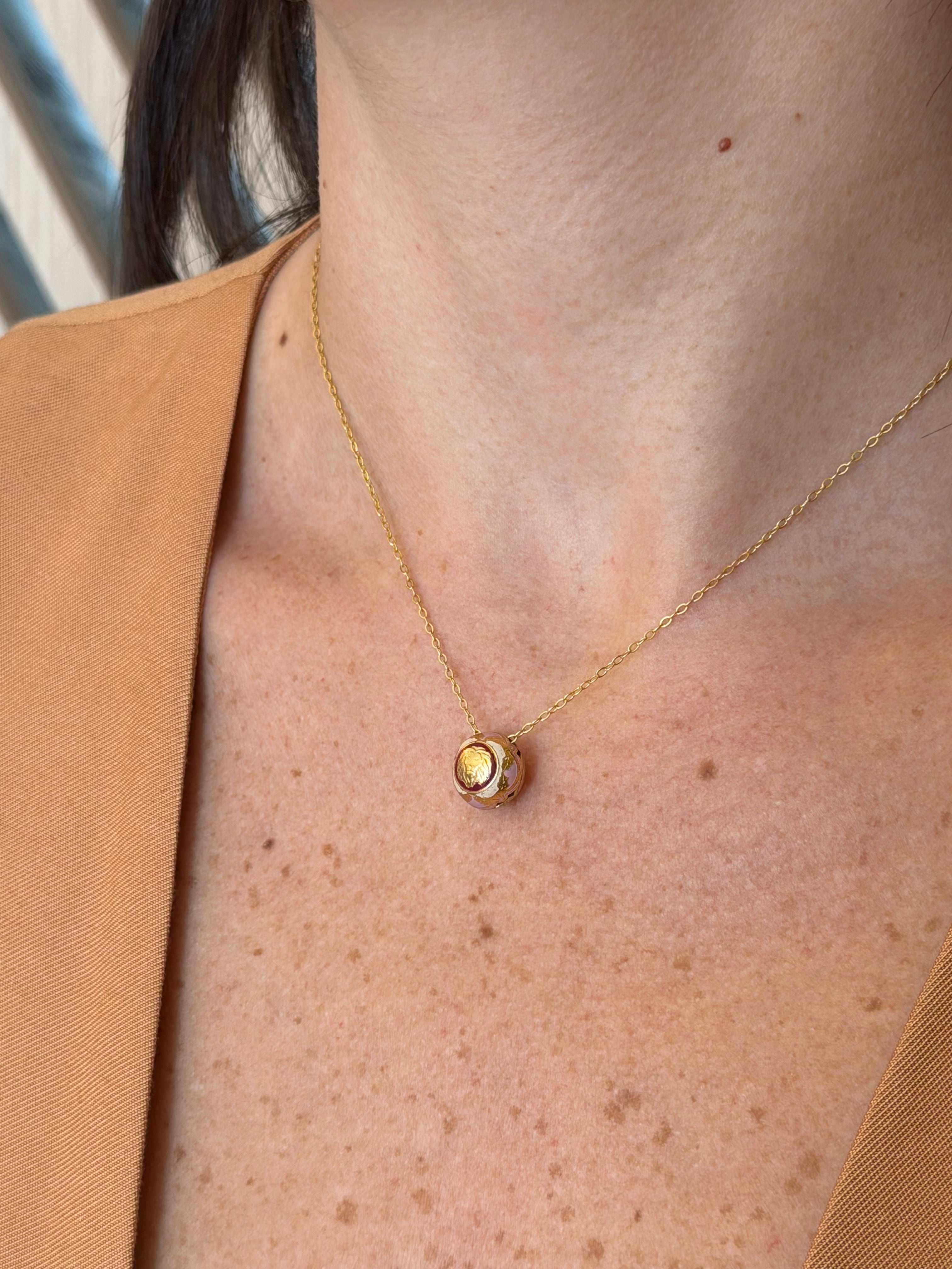 Guardian Gold Ball Necklace Red Sphere