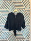 Black Linen Blouse Top