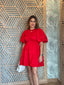 Red Puff Sleeves Dress