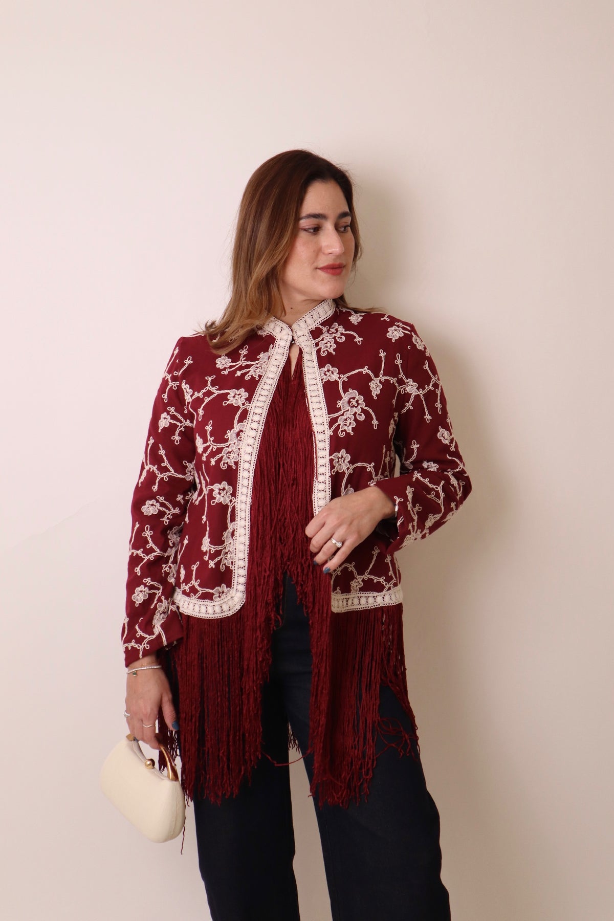 Burgundy Fringe Jacket