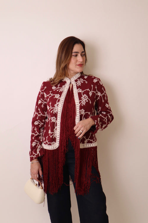 Burgundy Fringe Jacket