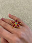 Anillo Flower Power Rojo