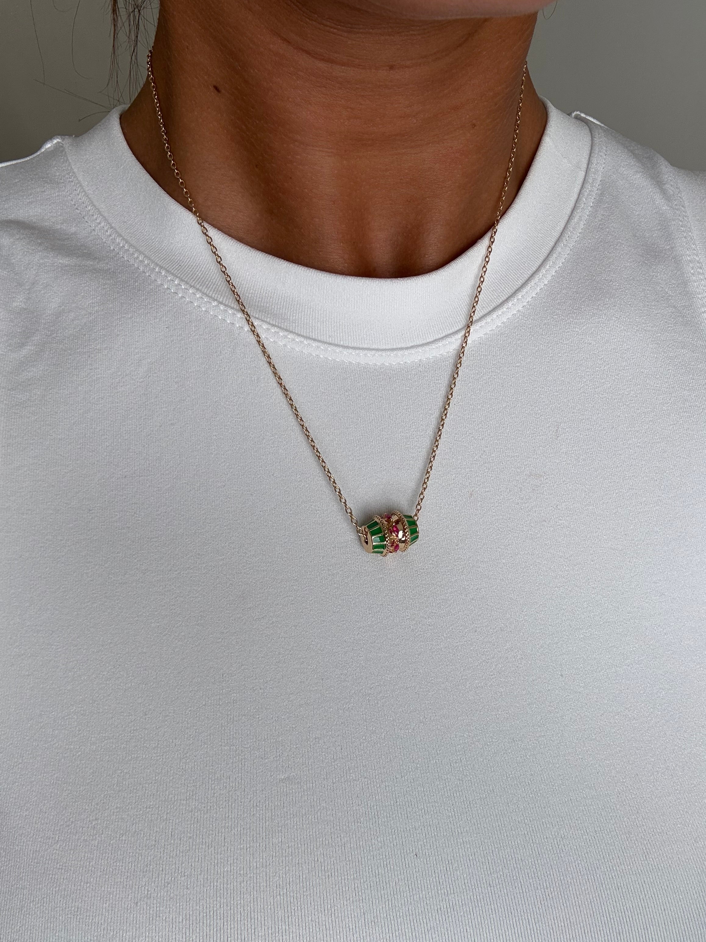 Green Barrel Necklace