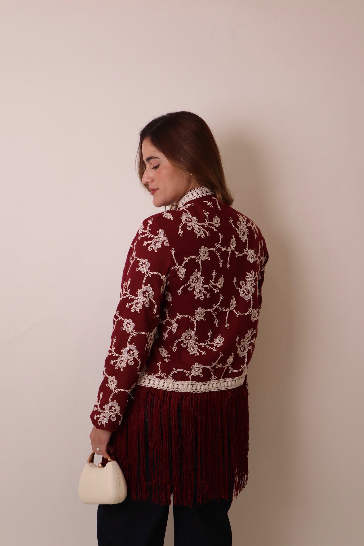 Burgundy Fringe Jacket