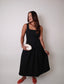 Drop Waist Peplum Midi Dress