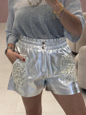 Silver Leather Short
