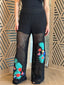 Black Crochet with Patches Pant