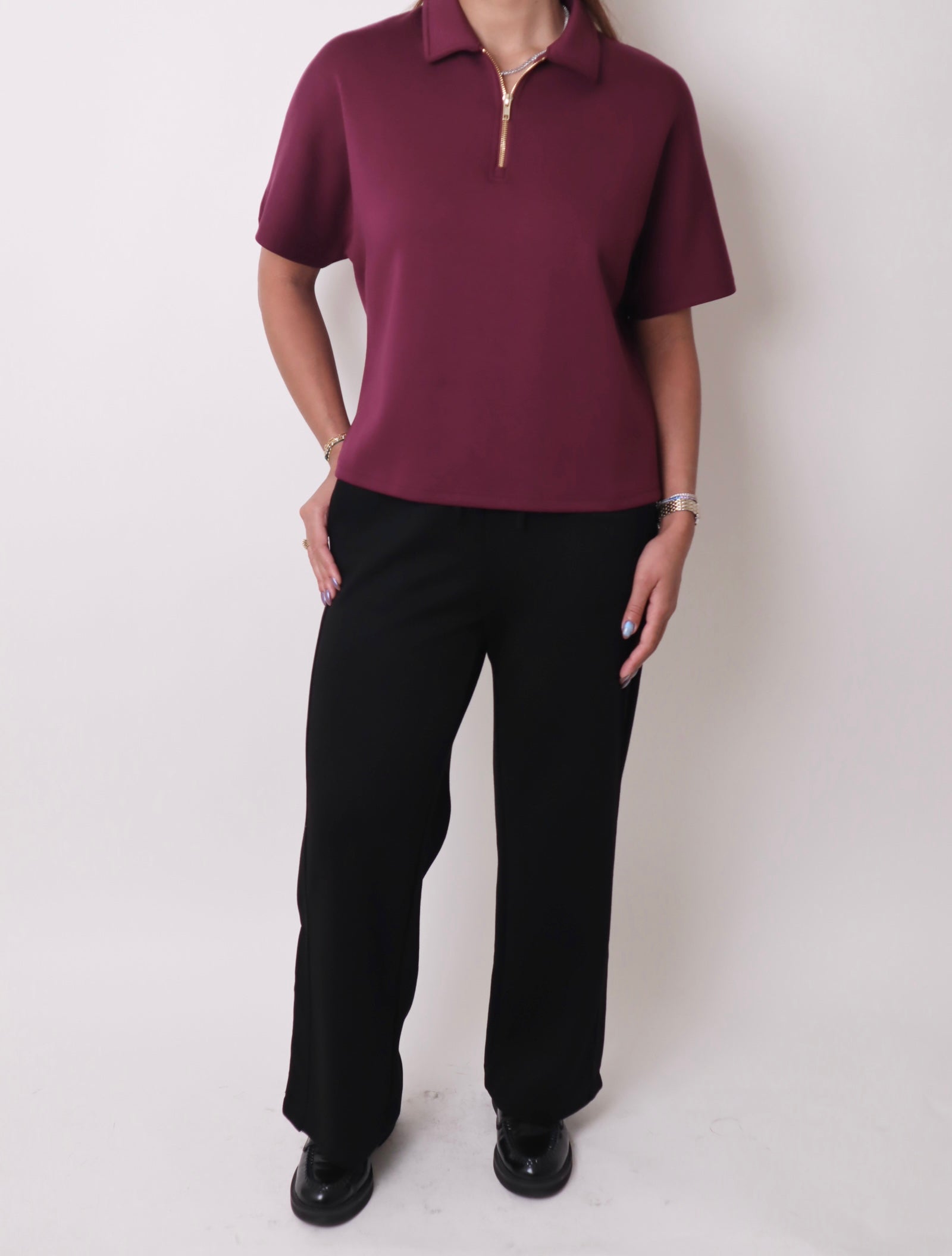 Zipper Polo Top