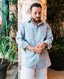 Blue Striped Linen Men Shirt