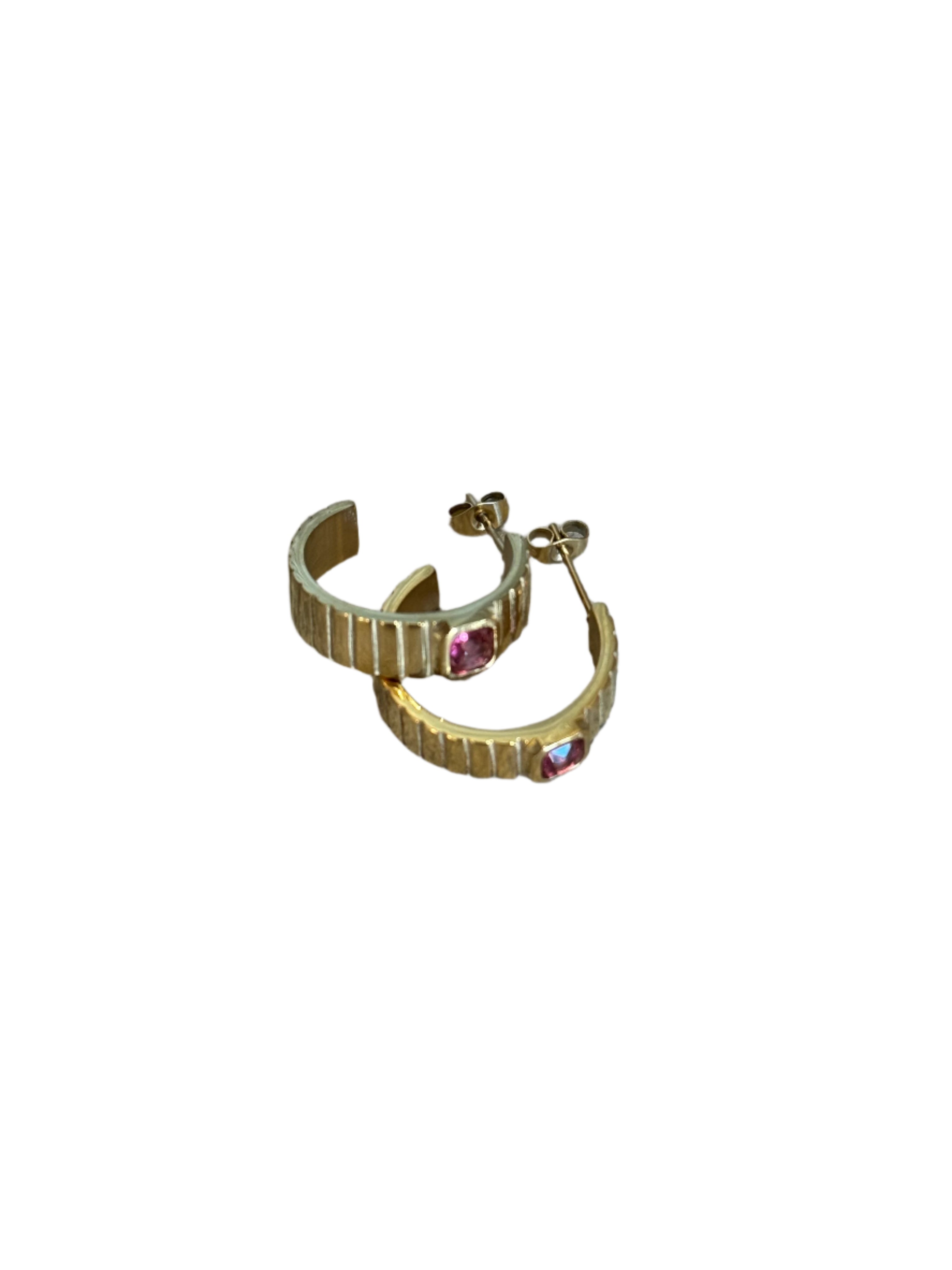 Gold Stripes Hoops Earrings