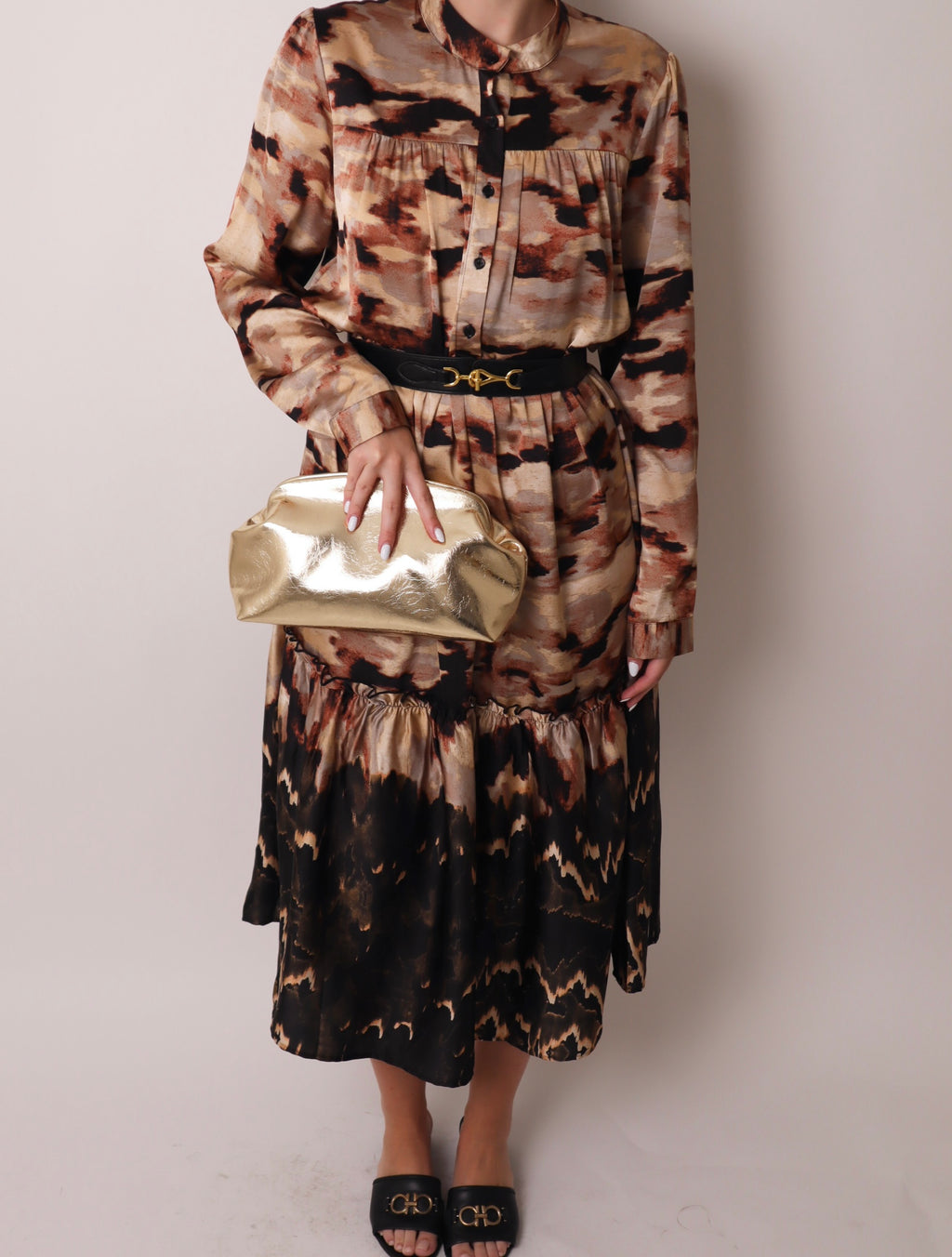 Neutrals Print Long Dress