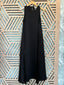 Satin Black Sleeveless Long Dress