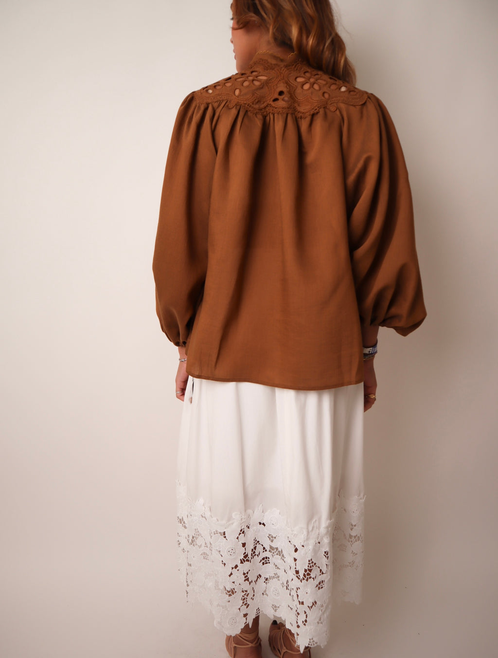 Eyelet Lace Long Sleeve Blouse