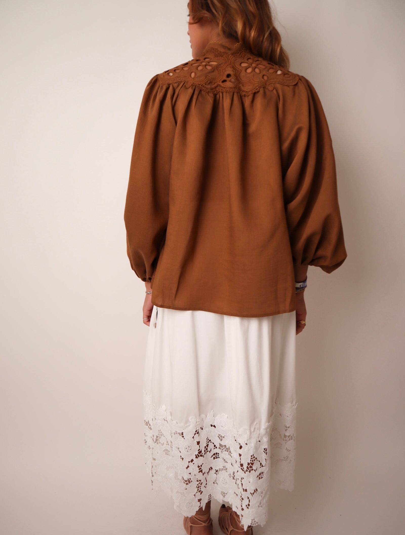 Eyelet Lace Long Sleeve Blouse