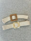 Square Buckle Raffia Belt