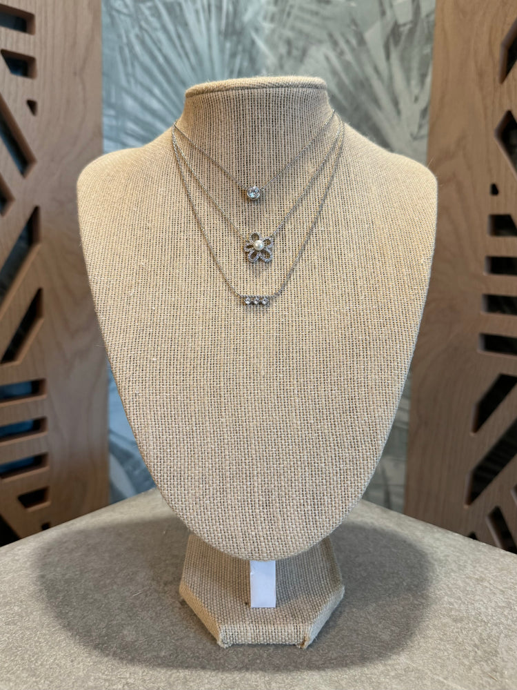 Silver Rhinestone Charm Necklaces