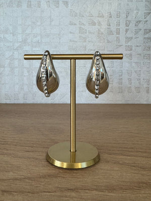 
            
                Load image into Gallery viewer, Silver Rhinestone Drop Earring
            
        