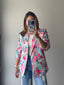 Blazer con estampado de caras de colores