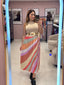 Colorful Knitted Satin Midi Dress