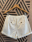 Cream Denim High Waist Short