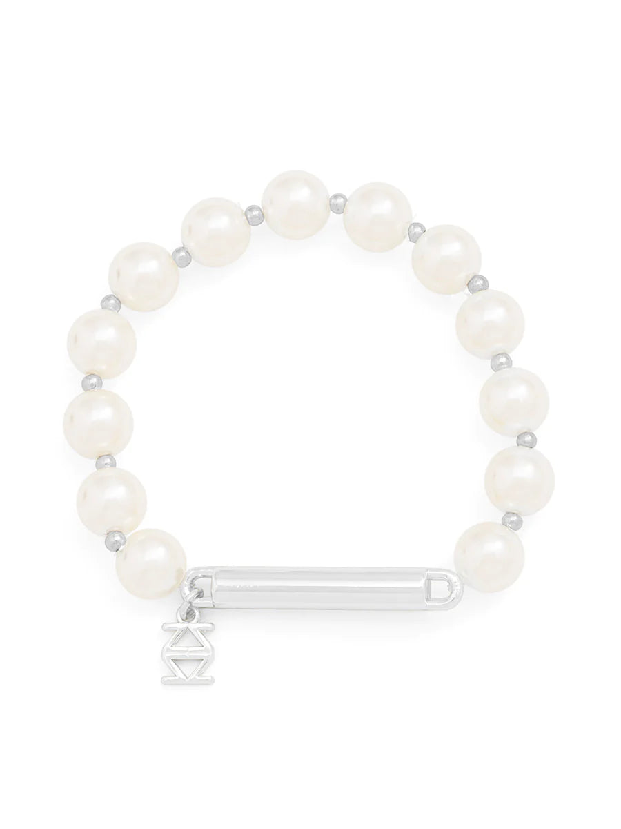 Metal Bar Pearl Stretch Bracelet