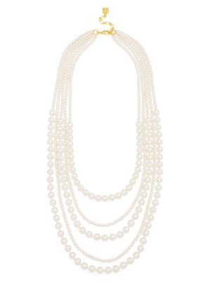 Layered Mixed Pearl Beaded Long Necklace