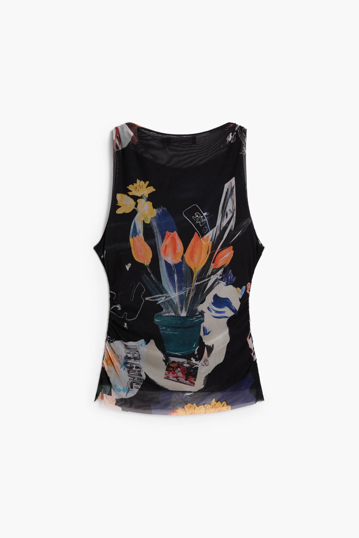 Mesh T-shirt With Flowers