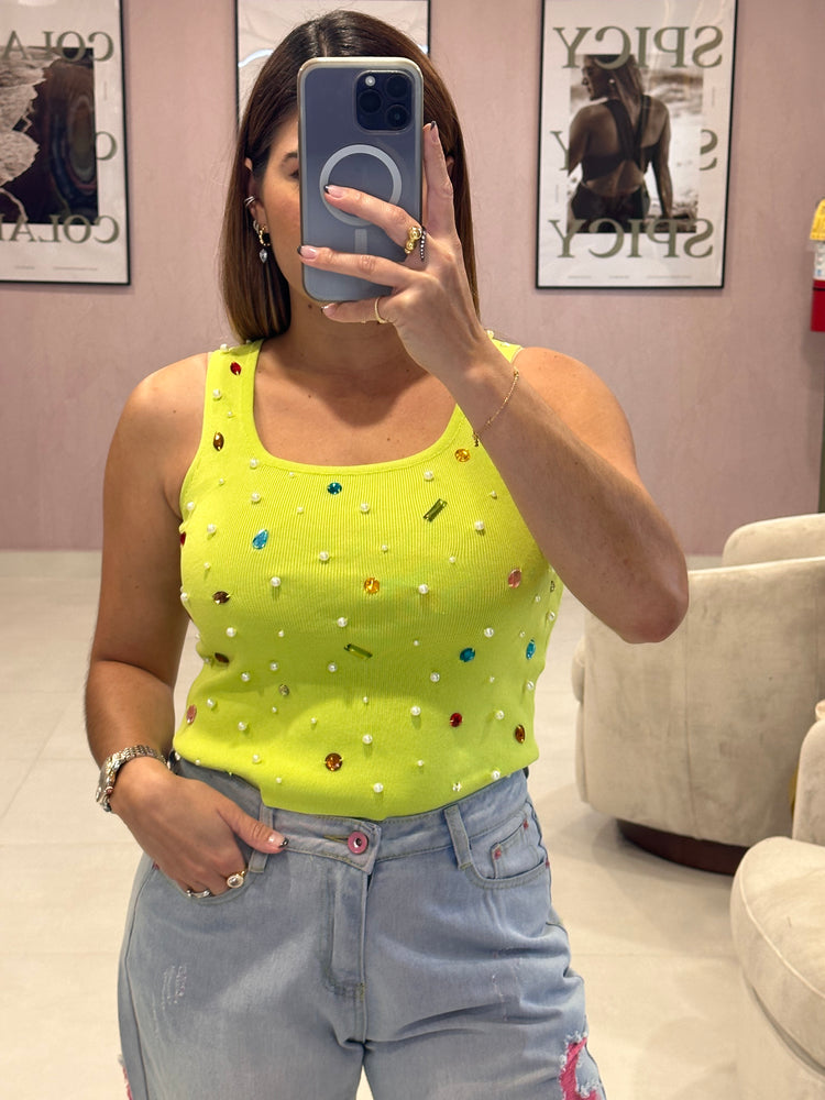 Stones & Pearls Lime Top