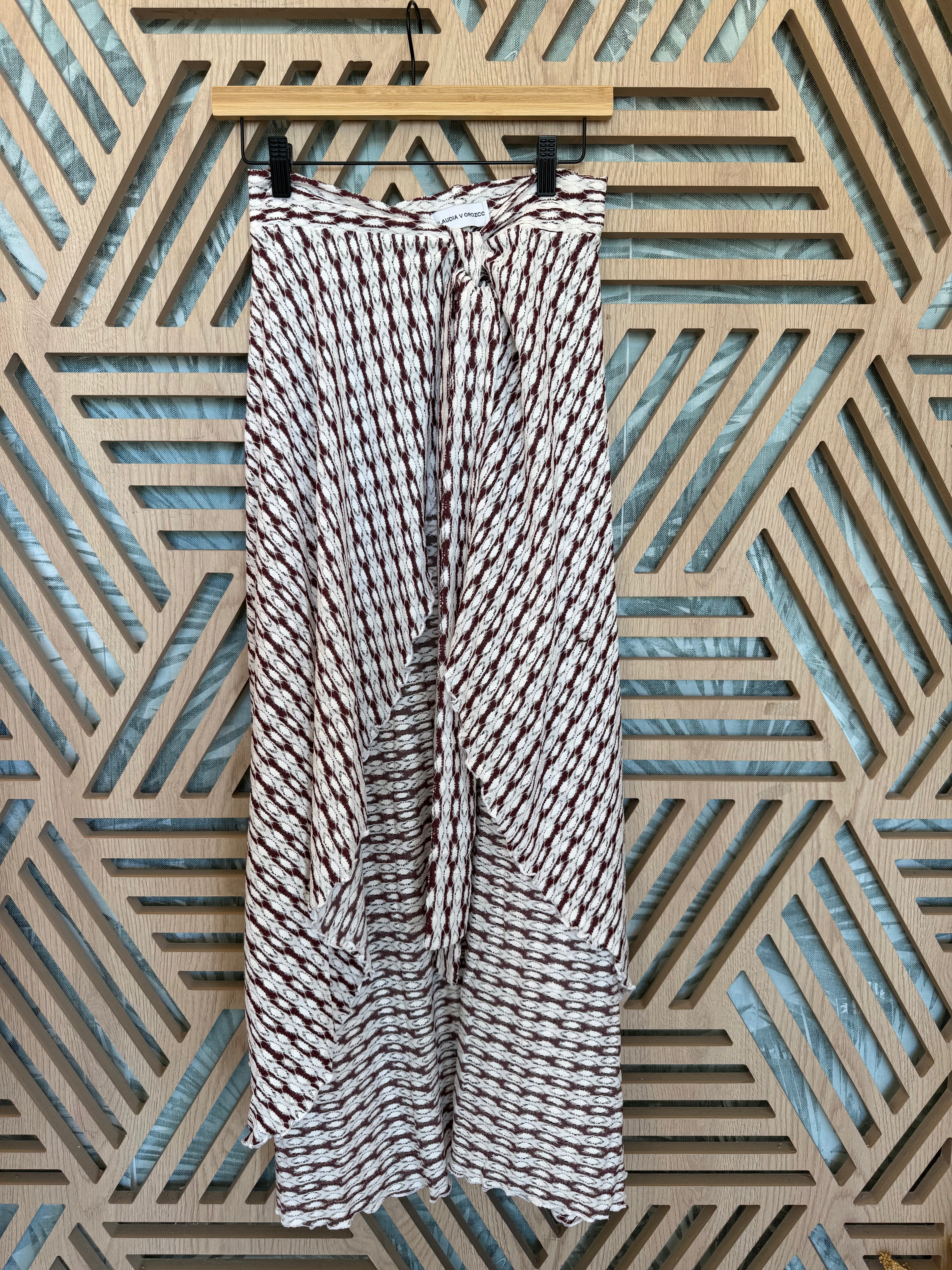 White and Burgundy Print Sarong