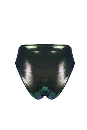 
            
                Load image into Gallery viewer, Metallic Green High Waist Bikini Bottom
            
        