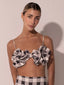 Black and Ivory Squares Bikini Top