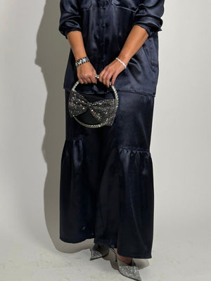 
            
                Load image into Gallery viewer, Navy Classic Satin Pant
            
        