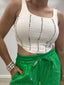 Color Rhinestones Crop Top