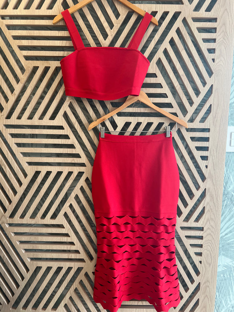 Red Long Skirt Set