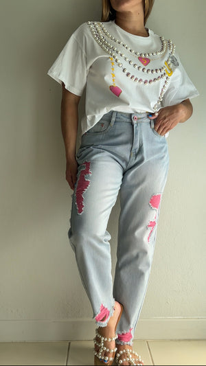 Pink Ripped Jean