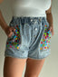 Multi Rhinestones Denim Short