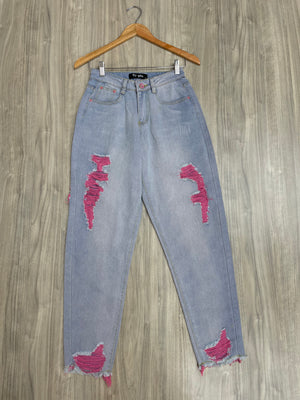 
            
                Load image into Gallery viewer, Pink Ripped Jean
            
        
