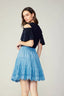 Light Blue Eyelet Pleated Skirt