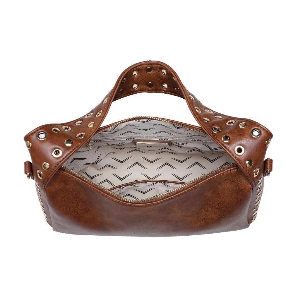 Cognac Studs Hand Bag